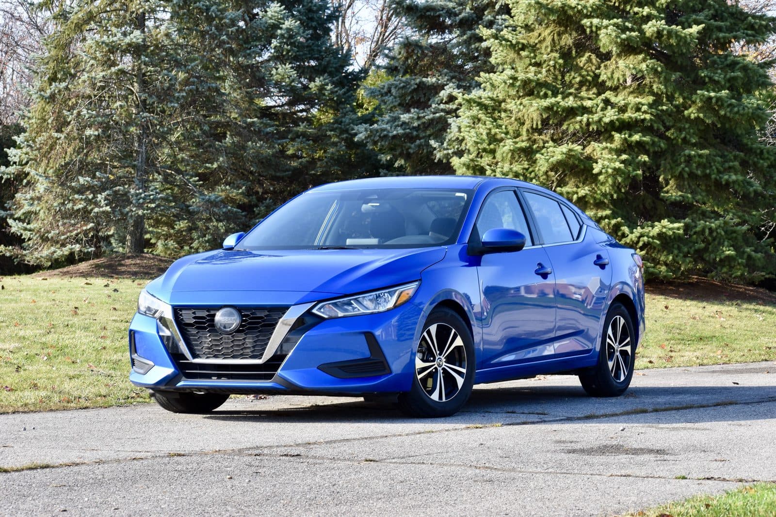 Blue Nissan Sentra economy sedan from the FAJ Rentals fleet, Detroit